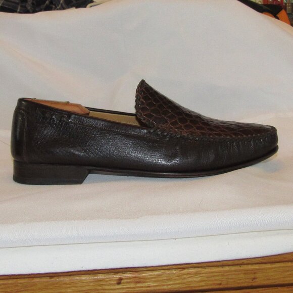 Mezlan Brown Genuine Crocodile Loafers/Moccasins Size 12 Made in Spain EUC - Picture 4 of 13